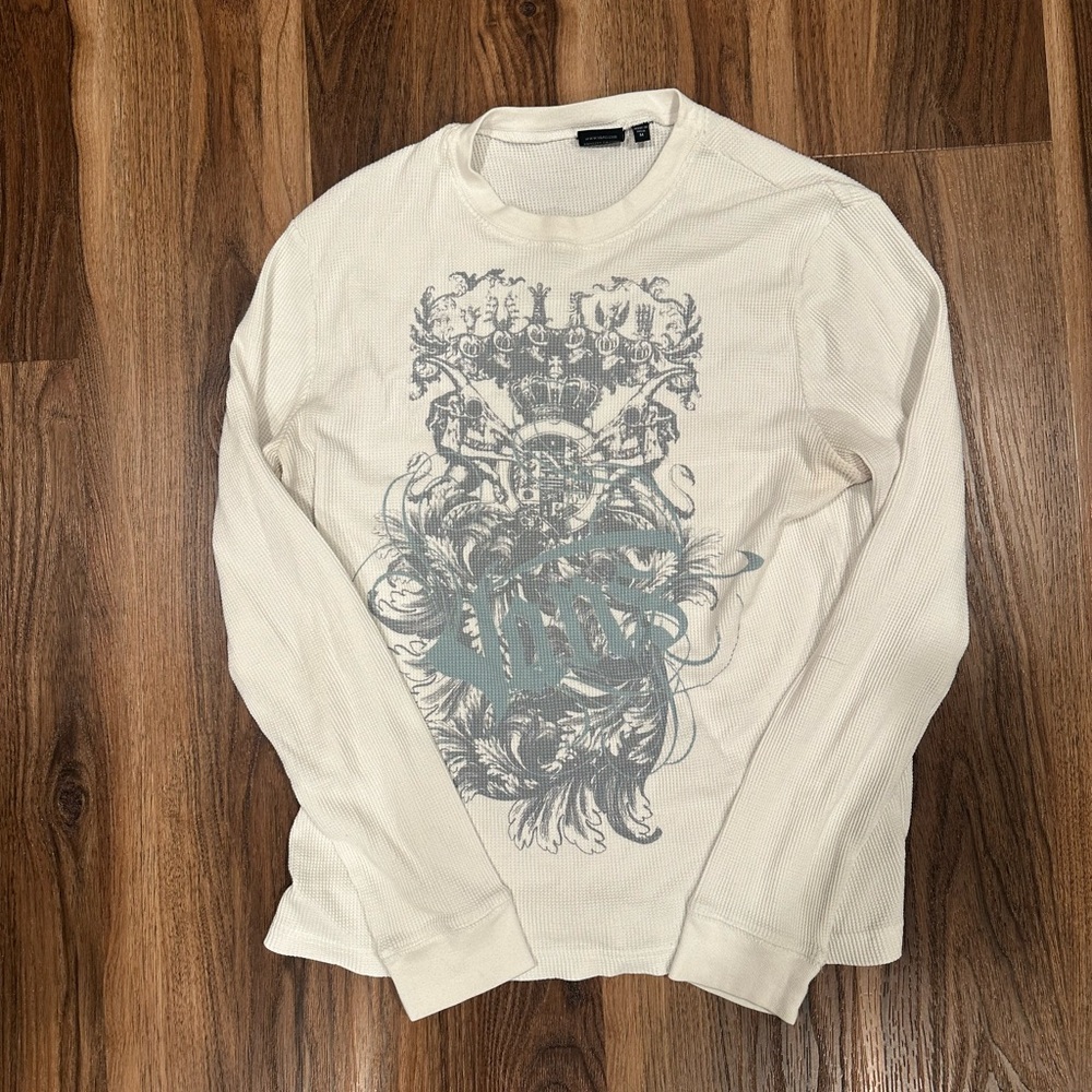 Men's Cream Graphic Long Sleeve Shirt